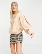 Urban Bliss Balloon Sleeve Sweatshirt In Peach-orange