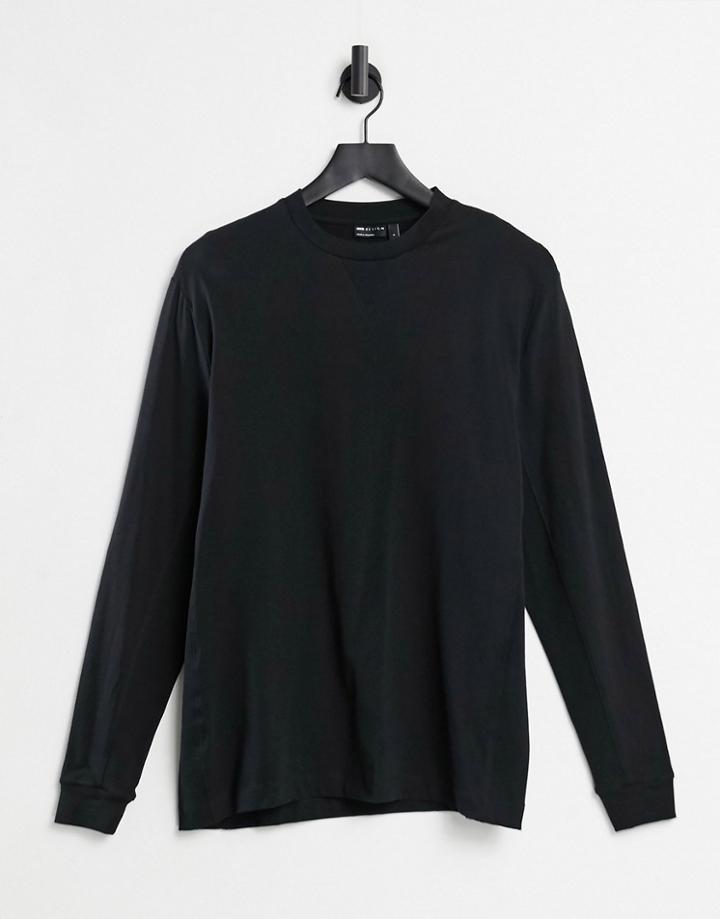 Asos Design Relaxed Long Sleeve T-shirt With Rib Side Panels In Black