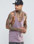 Asos Tank With Raw Edge Extreme Racer Back In Lilac - Purple