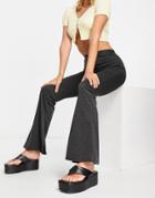 Asos Design Ponte Flare Trouser In Gray-grey