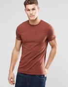 Asos Muscle T-shirt With Crew Neck In Red - Burnt Umber