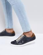 Base London Wafer Leather Sneakers In Navy - Navy
