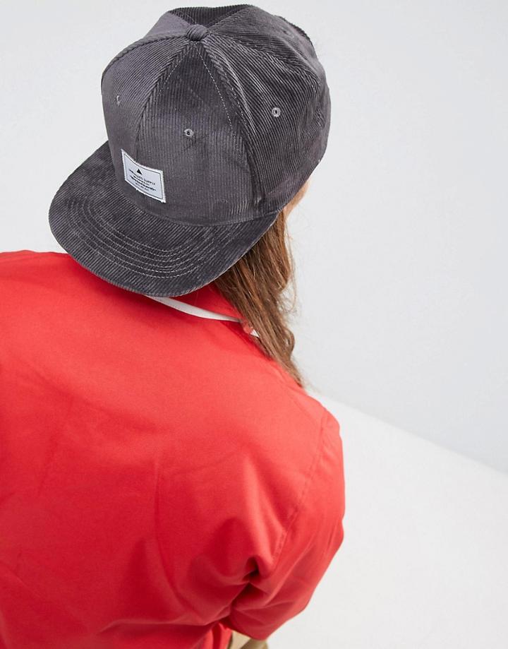 Asos Snapback Cap In Charcoal Cord - Gray