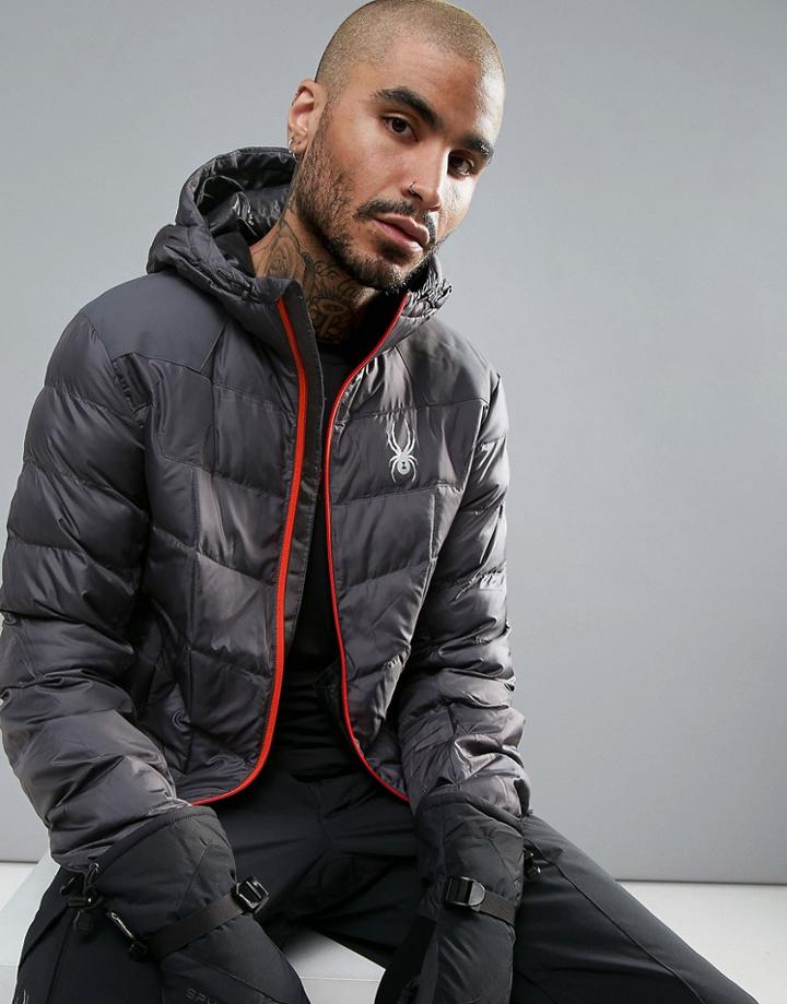 Spyder Geared Hooded Ski Coat - Gray