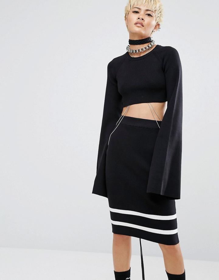 Fenty X Puma By Rihanna Cropped Top With Extreme Long Sleeves - Black