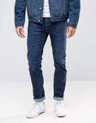 Selected Homme Dark Wash Jeans With Stretch In Slim Fit - Blue