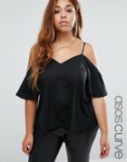 Asos Curve Cold Shoulder Cami Top - Black