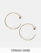 Asos Gold Plated Sterling Silver Reverse Hoop Earrings - Black