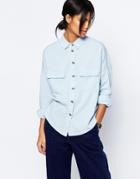 Asos Casual Shirt With Raw Edge - Blue