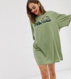 Ellesse Recycled Oversized T-shirt Dress With Palm Front Logo - Green
