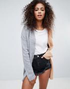 Noisy May Nanda Contrast Color Knit Cardigan - Orange