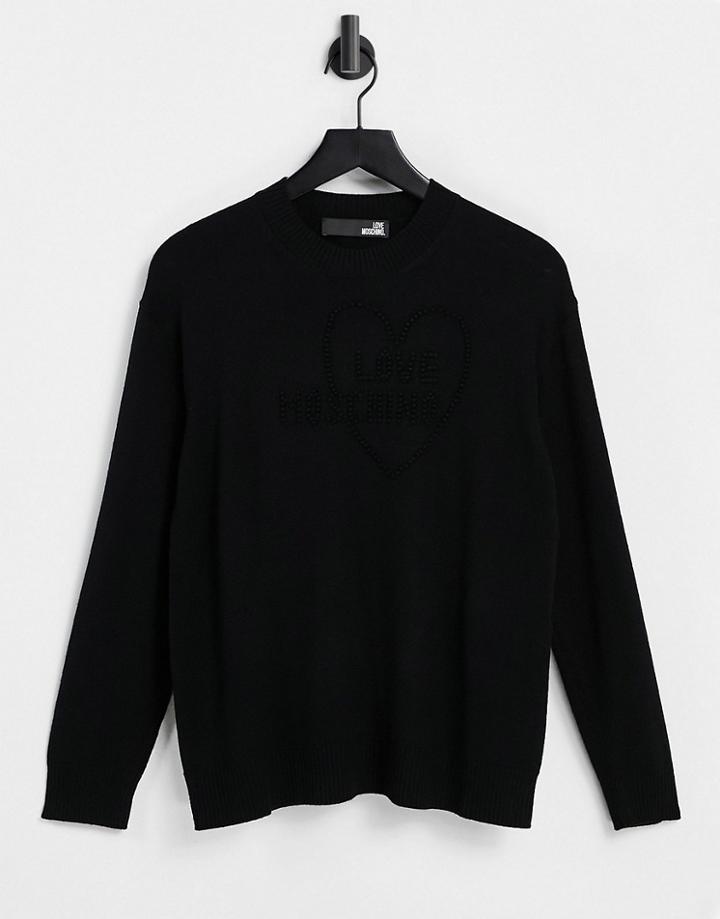 Love Moschino Classic Crew Neck Sweater In Black