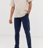 Asos Design Tall Slim Crop Smart Pants In Blue Seersucker Check-navy