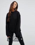 Asos Sweatshirt With Embellished Mesh Layer - Black