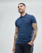 Brave Soul Marble Washed Polo - Blue
