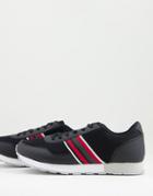 Brave Soul Sporty Runner Sneakers With Knitted Mix In Black