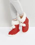 Loungeable Holidays Magic Sparkly Slipper Boot - Red
