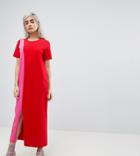 Asos Petite Ultimate T-shirt Maxi Dress In Color Block - Multi