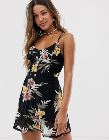 Volcom Slushy Hour Dress In Black Tropical - Multi
