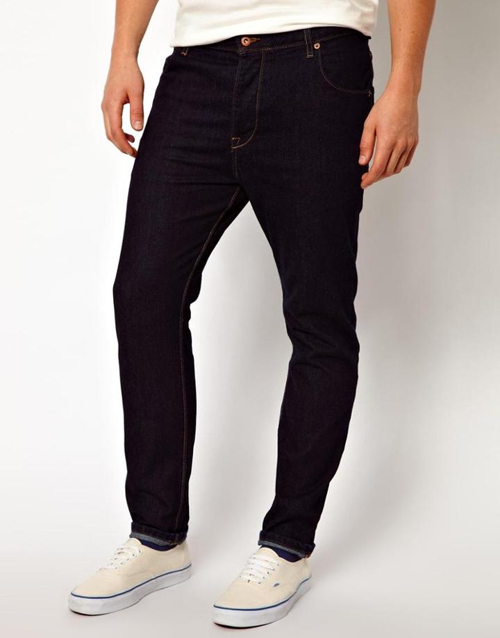 Asos Tapered Jeans In Indigo