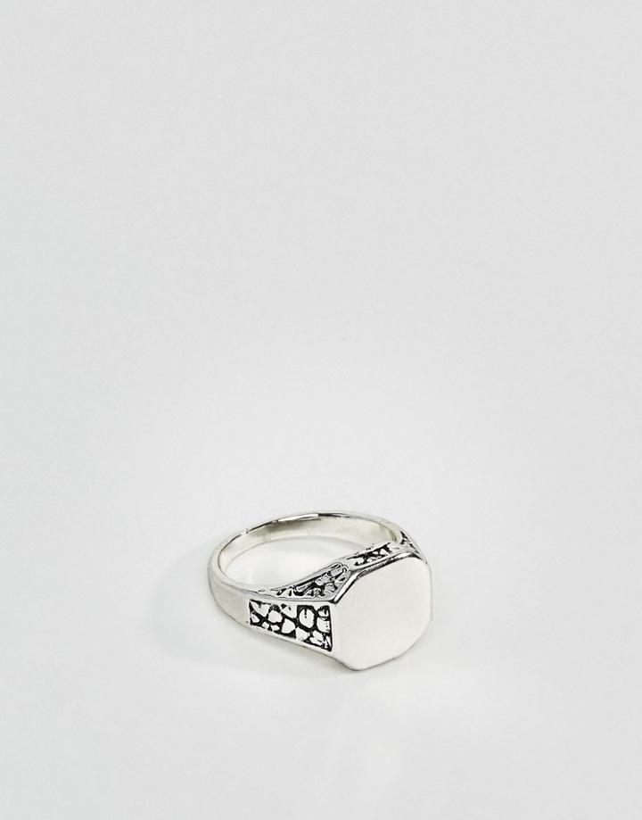 Designb Burnished Silver Signet Pinkie Ring Exclusive To Asos - Silver