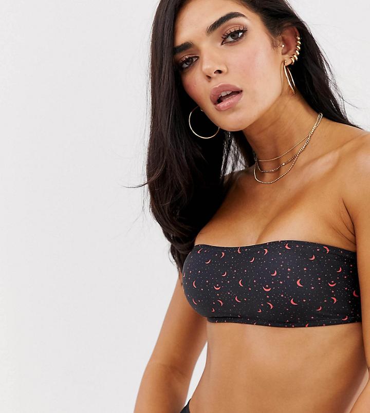 Kulani Kinis Exclusive Bandeau Bikini Top In Navy Moon And Star Print-multi