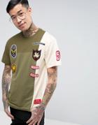 Reason T-shirt With Distressing And Patches - Green