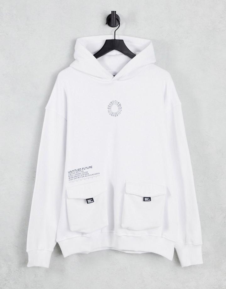 Topman Oversized Untitled Hoodie In White - Part Of A Set