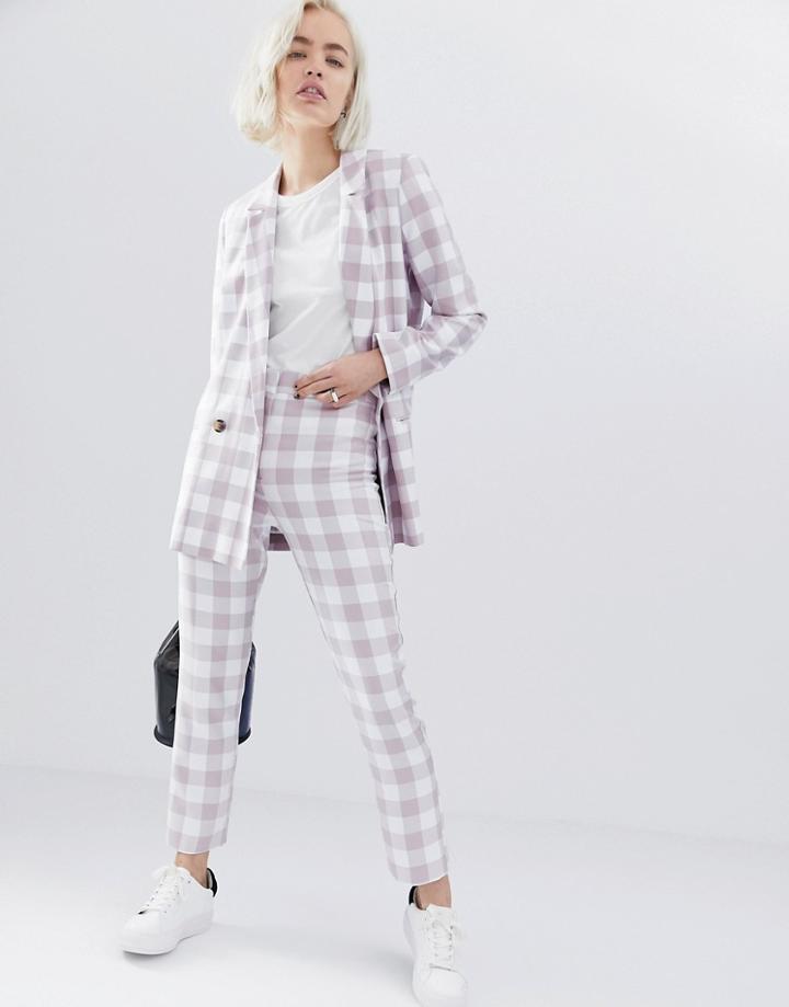 Asos Design Large Gingham Slim Suit Pants - Multi