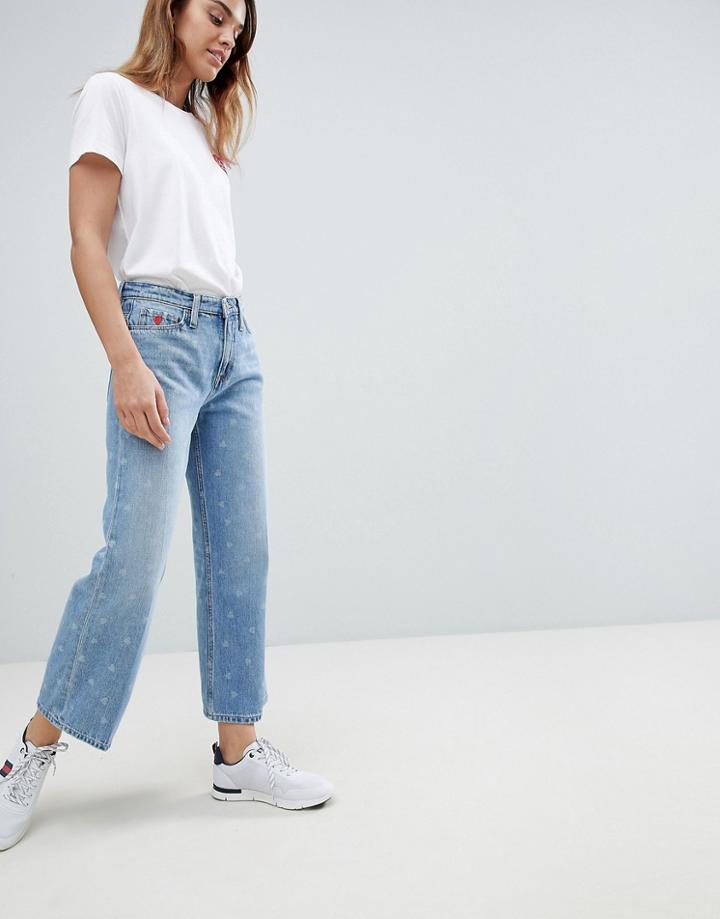 Tommy Hilfiger High Waist Crop Jean With Heart - Blue