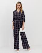 Liquorish Check Jumpsuit - Navy