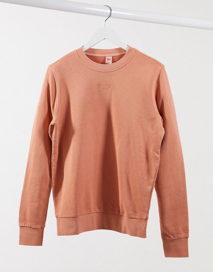 Reebok Logo Washed Sweatshirt In Rust-grey