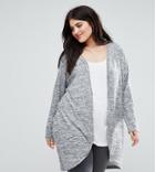 Junarose Longline Fine Knit Cardigan - Gray