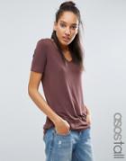 Asos Tall The New Forever T-shirt With Short Sleeves And Dip Back - Pi