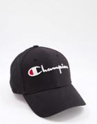 Champion Script Logo Baseball Cap In Black