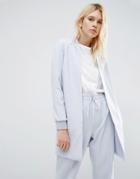 Asos Longline Bomber With Raglan Sleeve Co-ord - Silver