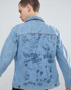 Jack & Jones Originals Denim Jacket With Back Print - Blue