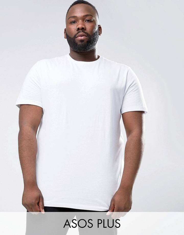 Asos Plus Longline T-shirt In White - White