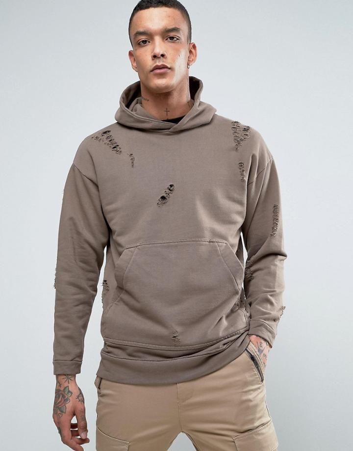 Criminal Damage Shoreditch Fleek Hoodie - Brown