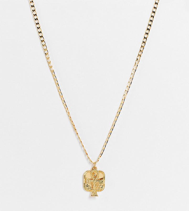 Asos Design Double Pendant Neckchain With Ankh And St Chris In 14k Gold Plate