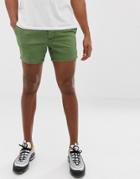 Asos Design Slim Shorter Chino Shorts In Washed Green - Green