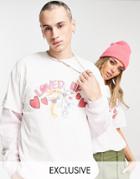 Reclaimed Vintage Inspired Unisex Licensed Bugs Bunny Valentines Graphic T-shirt-white