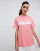 Ellesse Boyfriend T-shirt With Front Logo - Pink