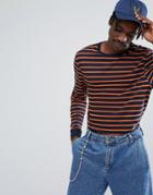 Asos Retro Stripe Relaxed Long Sleeve T-shirt - Orange