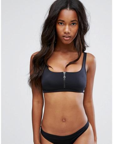 Free Society Zip Detail Bikini Top - Black