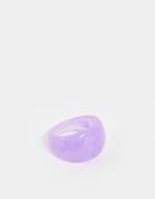 Asos Design Plastic Signet Ring With Star Design In Purple-pink