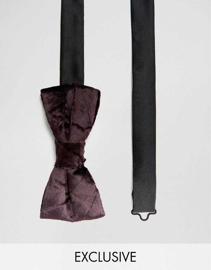 Noose & Monkey Crushed Velvet Bow Tie - Purple