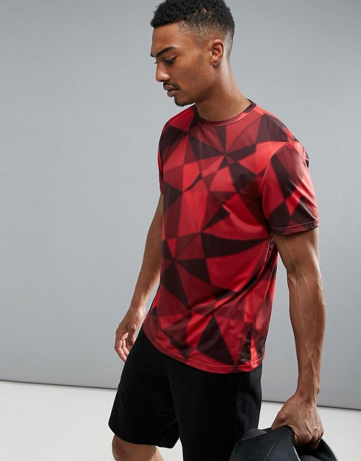 New Look Sport T-shirt With Geo Print In Red - Red