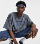 Reclaimed Vintage Inspired Oversized Varsity Graphic T-shirt In Charcoal-grey