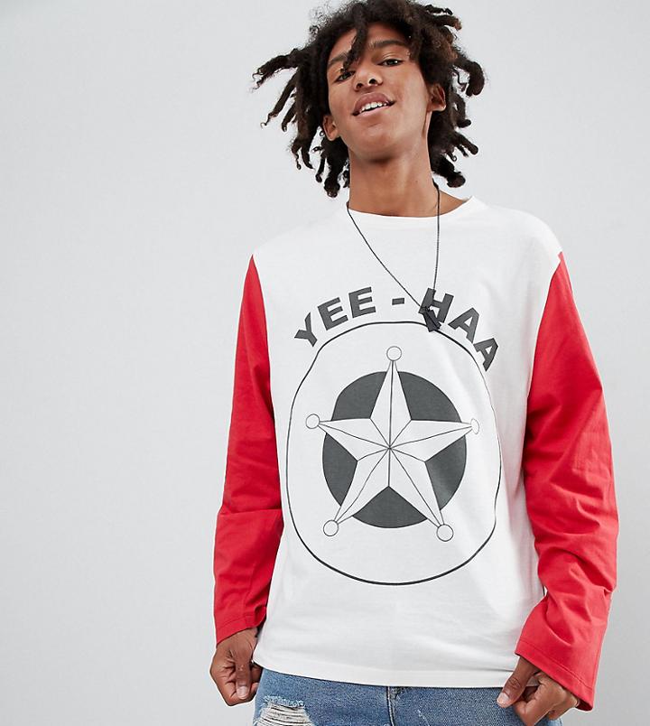 Sacred Hawk Long Sleeve T-shirt With Print - White